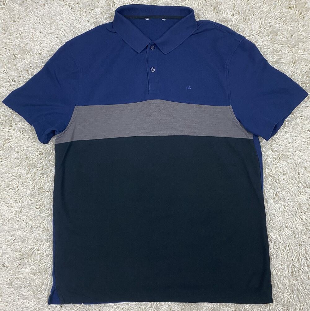 Calvin Klein Polo Shirt Men’s Size M/L Striped Color Block Short Sleeve